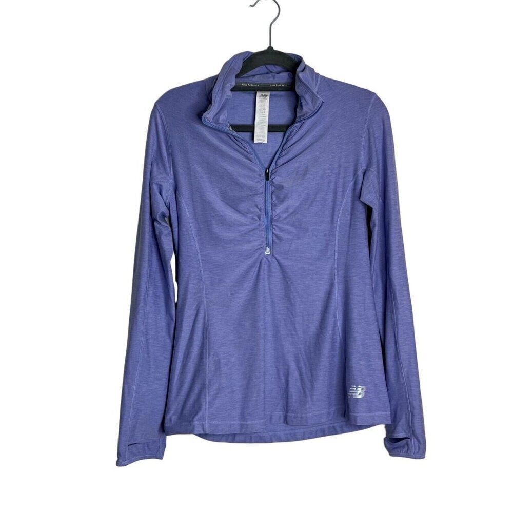 New Balance Ruched 1/2 Zip Long Sleeve Pullover Fitted Shirt Zipper Pocket Small